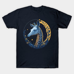 White Giraffe At Night Time T-Shirt